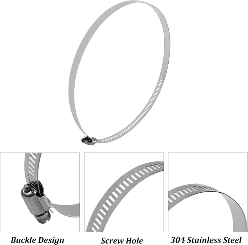AUXBC 4PCS 10 Inch Adjustable 304 Stainless Steel Hose Clamps, Worm Gear Duct Clamp for Air Ducting, Automotive Plumbing and Mechanical Applications, Fits 9"-10" (232-254mm) Diameter Hoses - Image 4